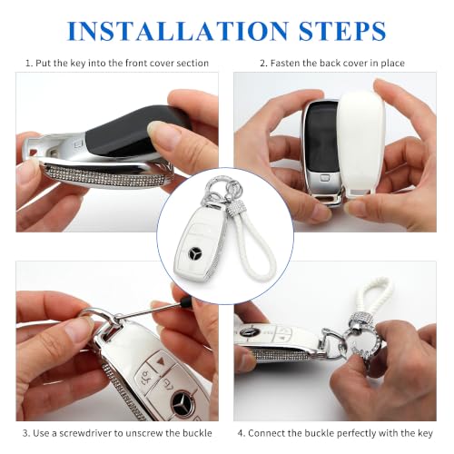 Image of Creativity for Mercedes Benz key cover and keychian (White Combination)