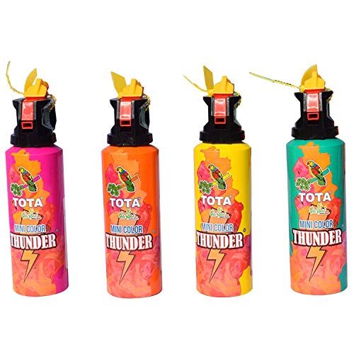 Image of Tota Mini Thunder Blaster Holi Gulal Spray Holi Color Powder (Pack of 4, Yellow, Pink, Orange, Green)