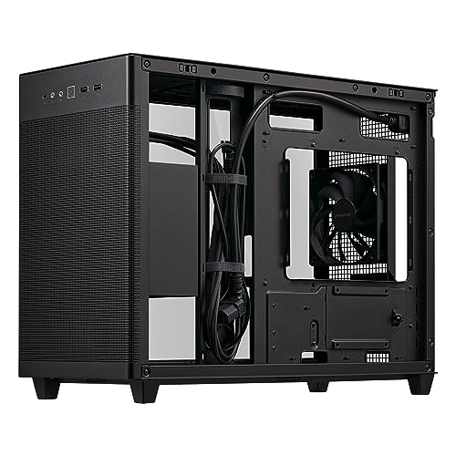 ASUS Prime AP201 Tempered Glass (Noir) – Boîtier PC gaming MicroATX (support de radiateur jusqu'à 360 mm, panneaux latéraux sans outil, panneau avant USB 3.2 Gen 2 Type-C)