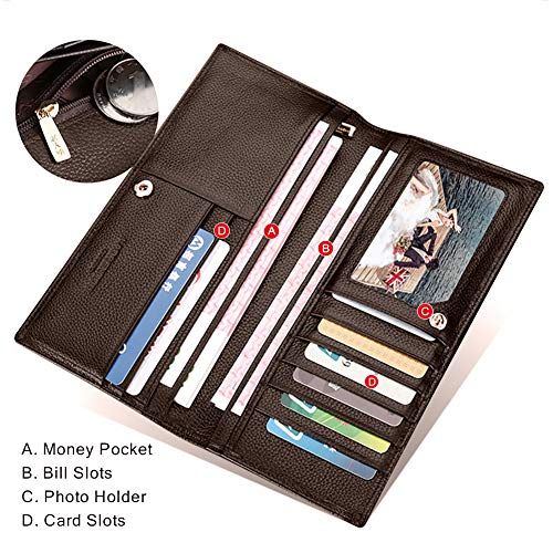 Bifold Leather Wallets For Men, Genuine Cow Leather Gift Box Packing Card Holders Men's Slim Wallet Mens Business Long Wallets Casual Men Purses Gifts For Mens Birthday Gift For Father Day(Brown2) #TOP2