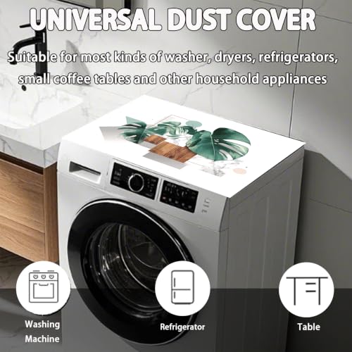 Image of Washer Dryer Top Cover Mat, Non-Slip Laundry Room Decor, Laundry Room Kitchen Appliance Decor Protector Universal 23.6 inchx19.7 inch (Leaf 4)