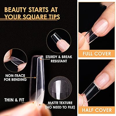Gellen Gel Nail Extension Nail Kit, Square Acrylic Tips, Gel Top Coat, Nail Primer and Dehydrator, X Nail Kit with Everything for Nail Art Manicure