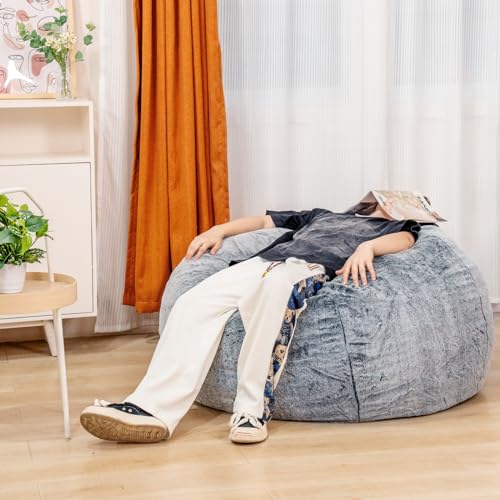 DKLGG Bean Bag Chair for Adults with Filling, Memory Foam Bean Bag Chair Soft Fluffy Faux Fur Beanbag Lazy Sofa Bed, Comfy Chairs for Living Room, Bedrooms