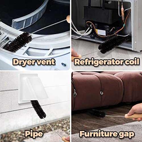 Holikme 2 Pack Dryer Vent Cleaner Kit Dryer Lint Brush Vent Trap Cleaner Long Flexible Refrigerator Coil Brush #TOP2