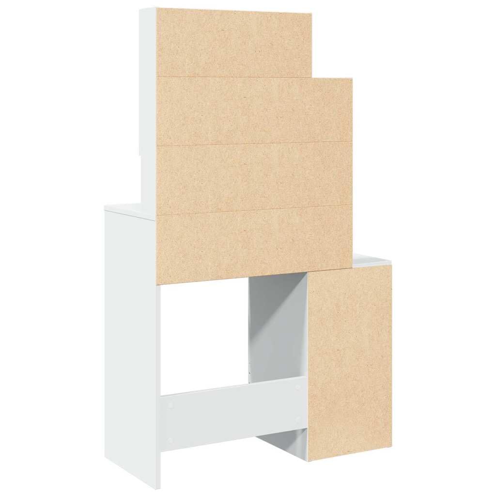 Générique Schminktisch, Weiß, mit Spiegel, 80 x 35 x 132 cm | Holzwerkstoff, 1 Schublade, 8 Fächer, Kosmetikaufbewahrung, Wandmontage, inklusive