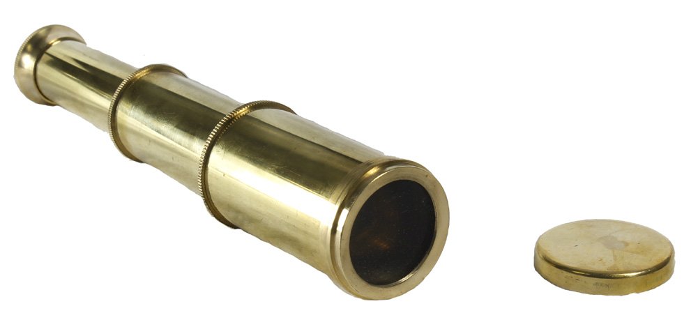 Telescopio pirata de latón brillante de 6 pulgadas, de mano, caja náutica