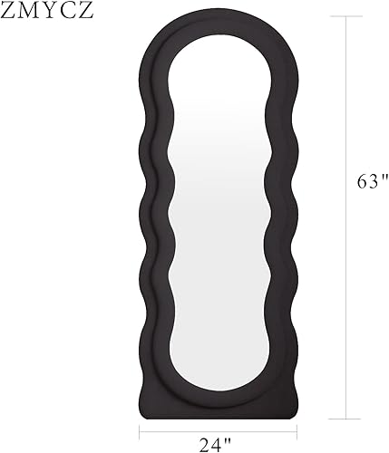 Miniatura 2 de ZMYCZ Espejo de longitud completa, 63 x 24 pulgadas, espejo de pie arqueado, espejo de pared de franela en forma de nube, espejo de tocador para