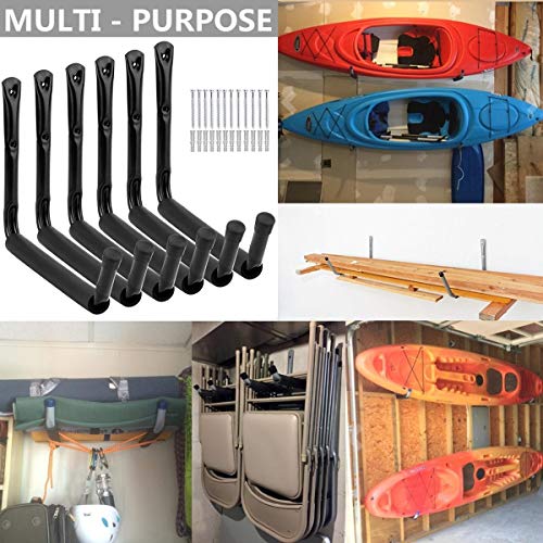 Garage Storage Jumbo Arm Hook Heavy Duty Wall Mount Organizer Utility Garden Hanger with EVA Protector (6 Pcs 10