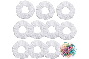 10 Pack Scrunchies - White Cotton Tie Dye Hair Scrunchy