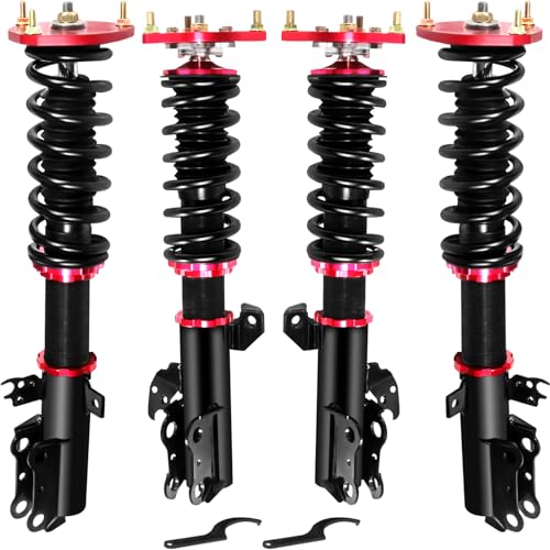 ASTOU Adjustable Coilover Struts Fit for Lexus ES350 2007-2009, Toyota Avalon 2006-2011, Toyota Camry 2007-2011; Red, Front and Rear; Metal; Coilover Struts; Shock Absorbers