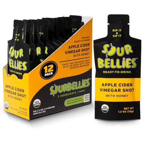 Sourbellies Organic Apple Cider Vinegar Shots with Honey, 12 Pack