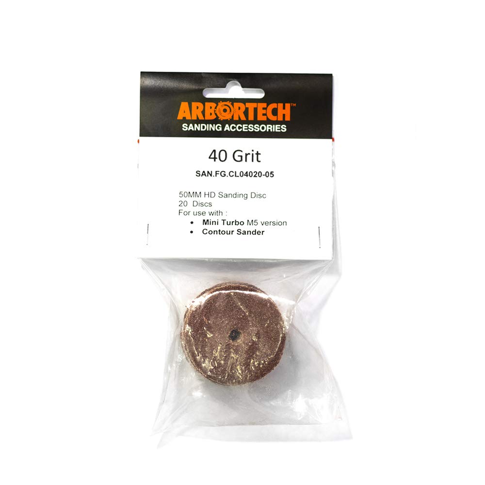 ARBORTECH Disque abrasif 50mm pour le bois, Grain 40 pour ponçage rugueux 20 pcs