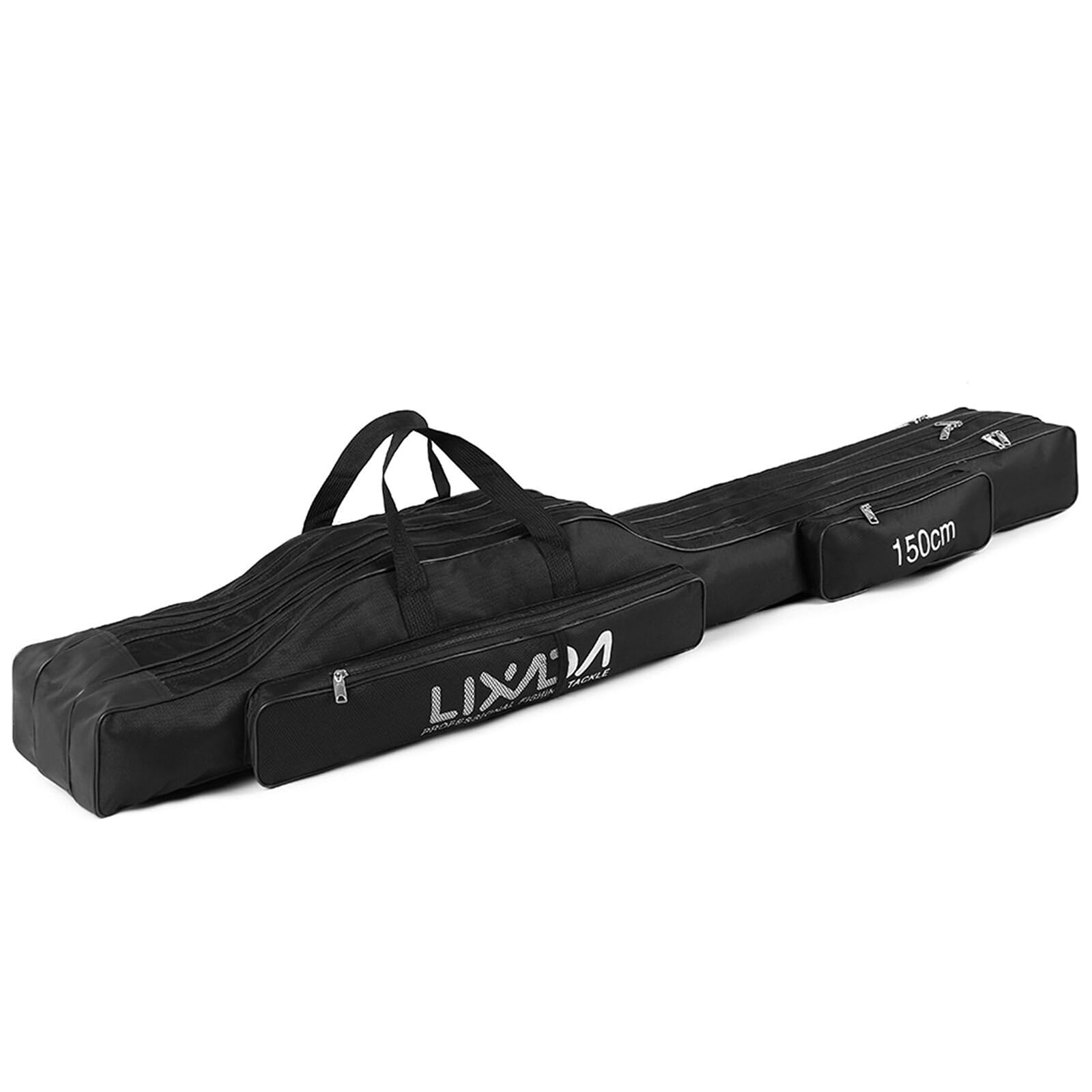 Lixada Portable Fishing Rod Bags Trolley Bag Three Layers Folding Fishing Rod Bag Reel Tackle Tool Carry Case Carrier Travel Bag, Black, 130 cm, Modern โ image 1
