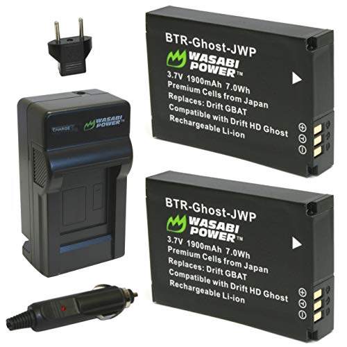 Wasabi Power Battery (2-Pack) and Charger for Drift GBAT and Drift HD Ghost, Ghost-S