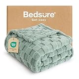 Bedsure GentleSoft Sage Green Throw Blanket for Couch - Checkered Fleece Blankets Gifts for Women Men Girls, Cute Soft Cozy Throw for Bedroom Home Decor Gifts, 50x60 Inches