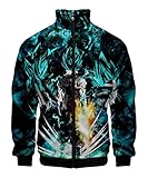 WANHONGYUE Anime Dragon Ball Z Goku 3D Impresión Chaqueta Bomber Jacket Cosplay Disfraz Zip Sweatshirt Abrigo Harrington 9 XL