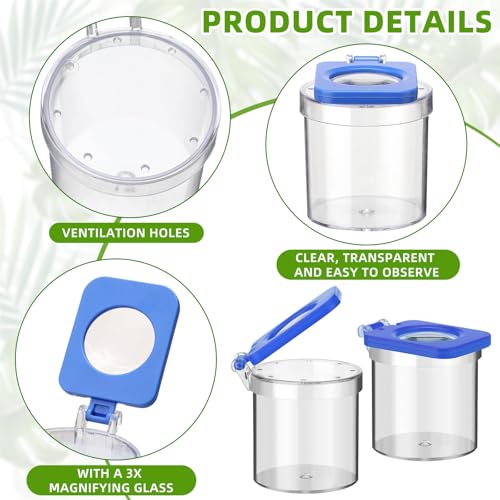 Image of Halloscume 20 Pack Insect Bug Viewer Kit for Kids with Tweezers Explorer Outdoor Set Bug Catcher Containers for Insects Magnifying Insect Box Observation Kit for Science Nature Exploration Collecting