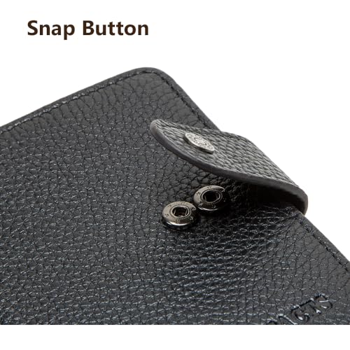 Contacts Small Bifold Wallet for Women and Men Leather Zipper Coin Purse 12 Slot Card Holder Travel Wallets with RFID Blockig (Black)4