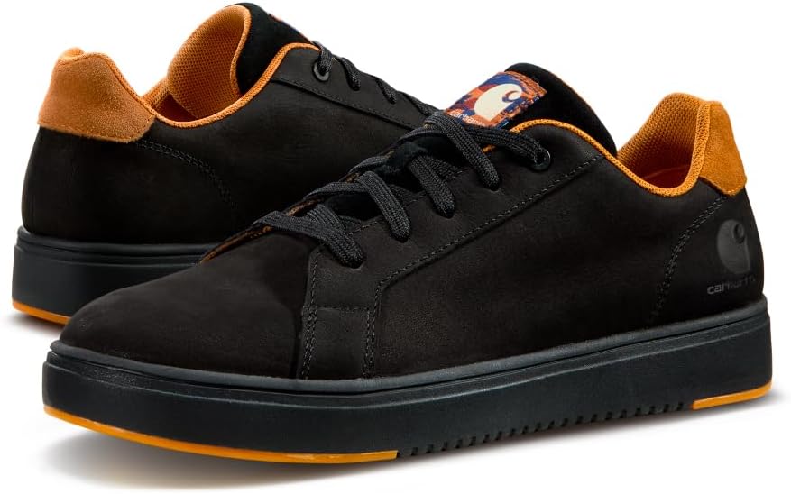 Carhartt Detroit Leather Sneakers for Men - Comfortable Shoes for Men with Wide Toe Box, Comfort Footbed and Midsole, and Slip-Resistant Outsole