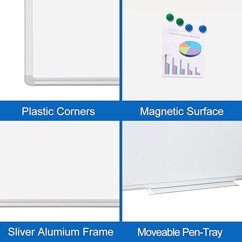 Miniatura 3 de DEVELOP Pizarra blanca magnética de borrado en seco, 36 x 24 pulgadas, marco de aluminio plateado para colgar en la pared, tableros de escritura