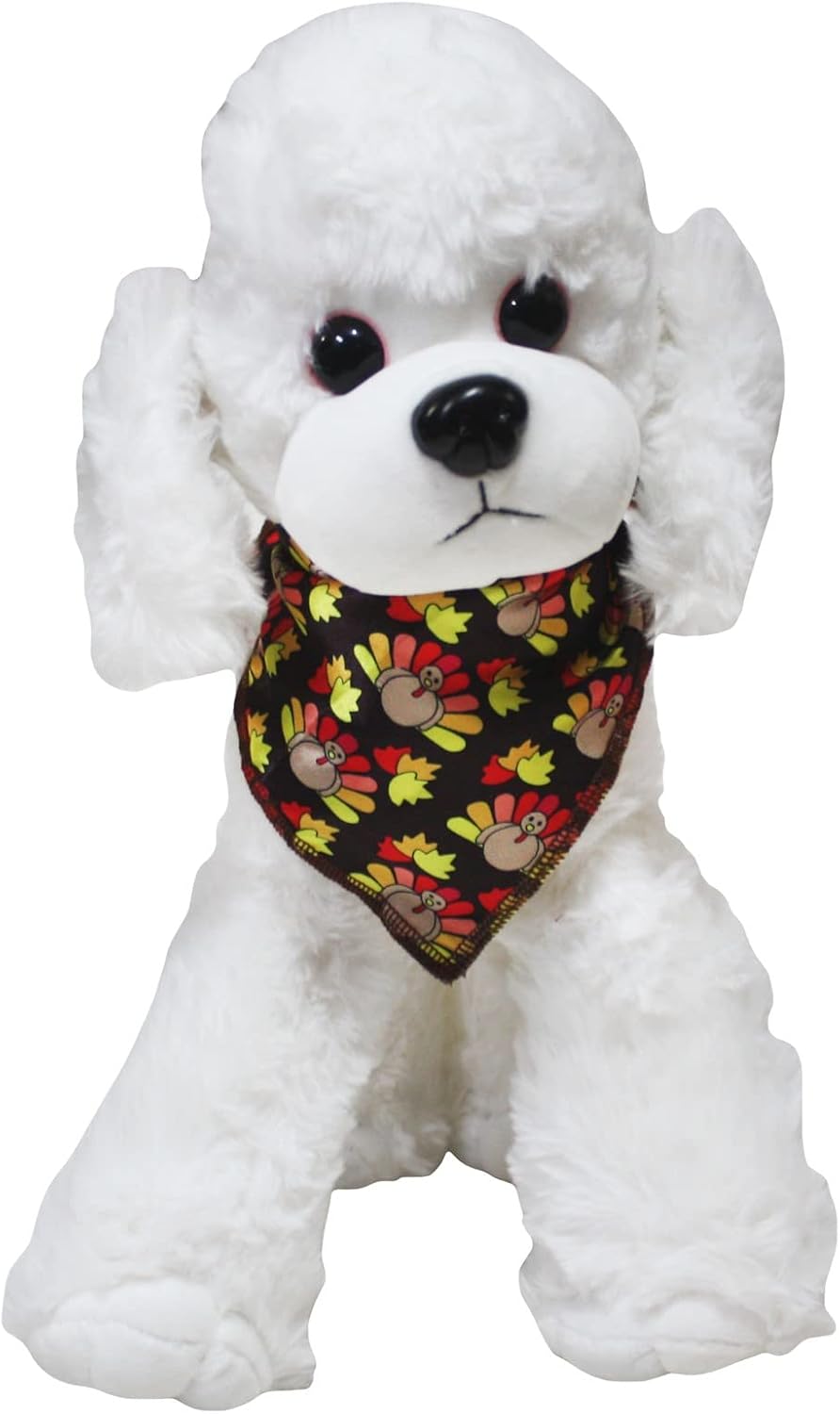 Petitebella Thanksgiving Theme Pet Bandana (Brown/Turkey, Medium)