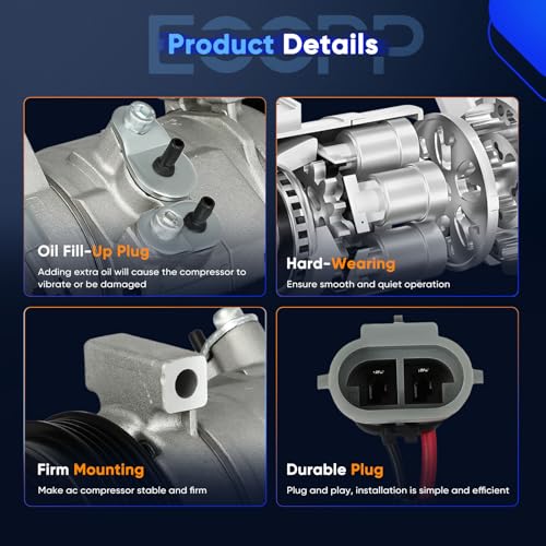 Image of ECCPP A /C Compressor with Clutch 2000-2013 for Chevrolet Suburban 1500 2500 2000-2013 for GMC Yukon XL 1500 2500 6.0L AC Compressor