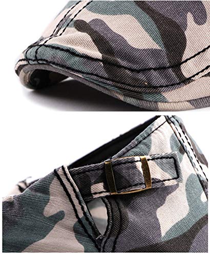 Idopy Men's Army Military Driving Ivy Hat Camouflage Newsboy Flat Cap Cabbie (Red+Grey) #TOP6