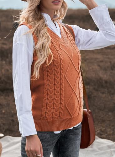 Image of EVALESS Oversized Sweater Vest for Women V Neck Sleeveless Solid Color Loose Pullover Sweater