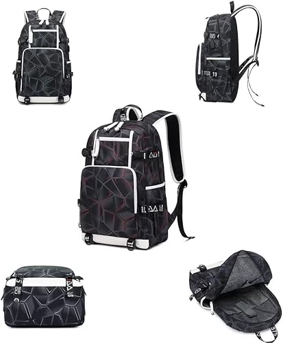 Miniatura 6 de Jugador de fútbol LM individualizado láser mecánico portátil multifunción mochila viaje Daypack fans bolsa, Línea Gris - 4, Mochilas Daypack