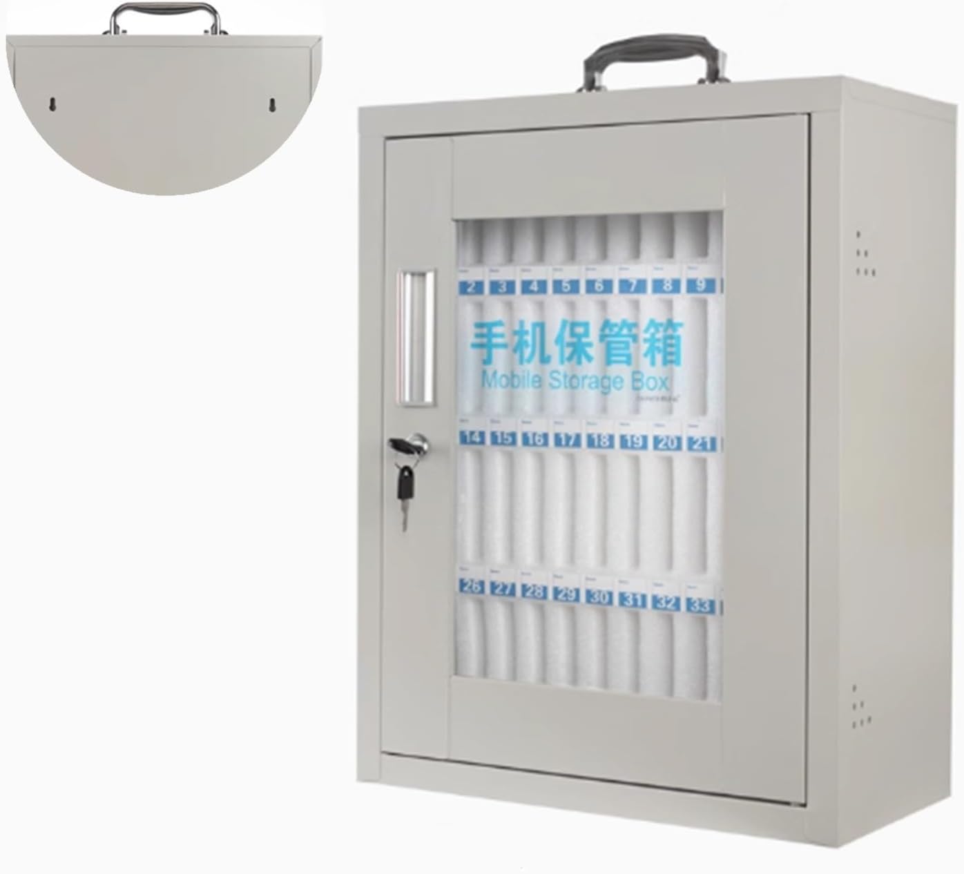 60-Slot Wall-Mounted Cell Phone Locker, Rectangular Steel Storage Organizer for Mudroom, Secure Phone Lock Box for Home, Office, Schools, and Events