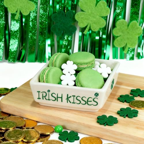 Décorations de la Saint-Patrick : lot de 2 plateaux en céramique pour centre de table