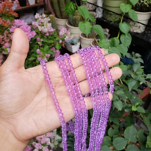 Image of 6mm Rondelle Glass Beads for Jewelry Making, Faceted Briolette Crytal Spacer Beads for Bracelet Necklace Earring, Crystal Violet 720pcs