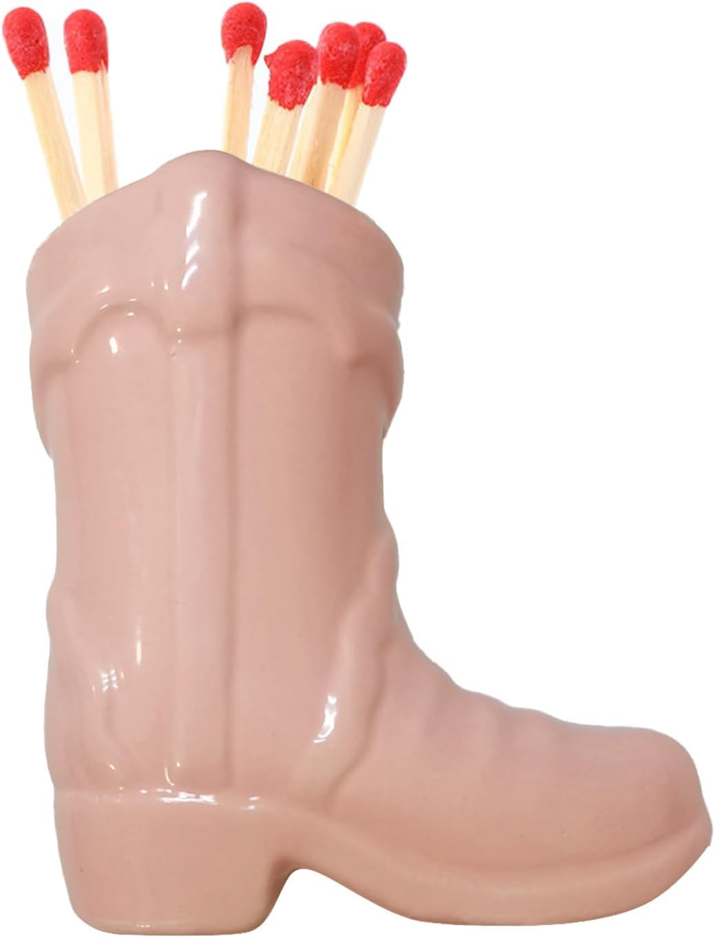 Vihaanta Cowboy Boot Match Holder, Match Box, Ceramic Match Box Jar, Cute Striker Igniter for Fireplace Matches Cowboy Handmade Match Holder for Kitchen Bathroom Interior Decoration(Pink)-image-10