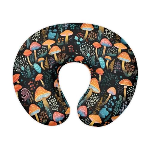 Image of Lotusorchid Mushroom Print Nursing Pillow Cover, Washable Breastfeeding Pillow Cover Breathable Soft Nursery Feeding Pillowcase, Stretchy Nursery Breast Feeding Pillow Slipcover for Infant Baby