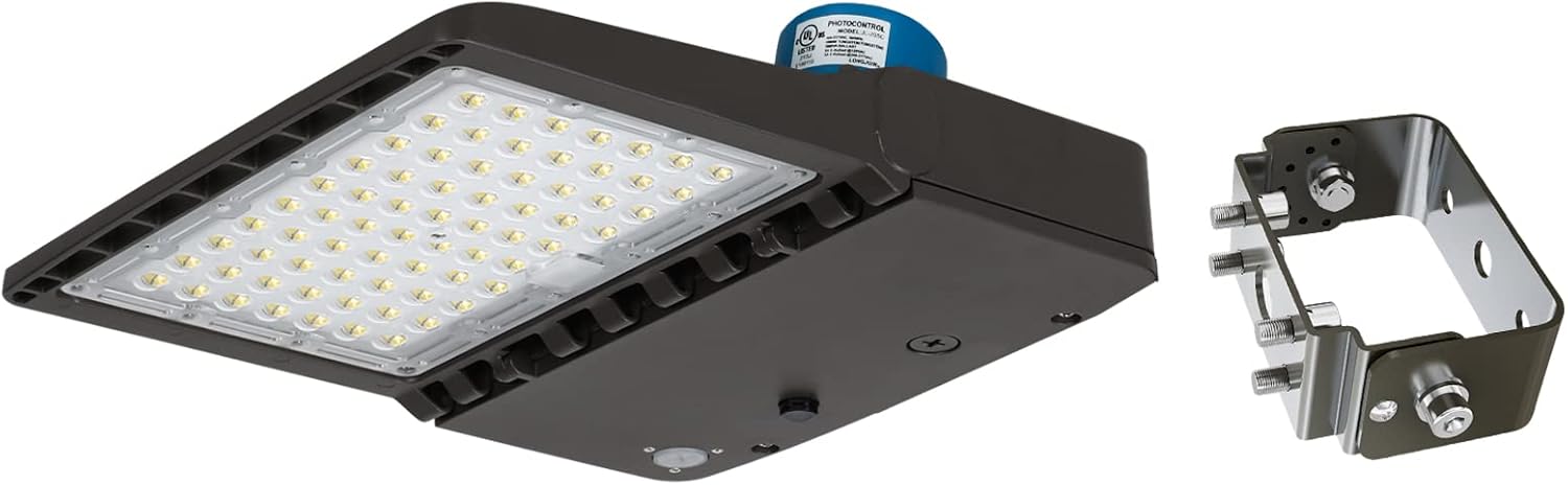 300W LED Parking Lot Light with Photocell & Trunnion Mount & Motion Sensor 42000Lum 5000K, 0-10V Dimming Outdoor LED Area Shoebox Lighting, AC100-277V / IP65 / DLC &UL-Listed(1 Pack)