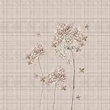 Heckett & Lane Twill Bettwäsche 155x220 Rory beige Blüten Hortensien Karo Wende