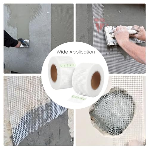 2 Stück Fugenband Selbstklebend 50 mm x 5m Fugendeckstreifen Glasfaser Gewebeband Bewehrungsstreifen für Lückenlosen Verspachteln von Fugen
