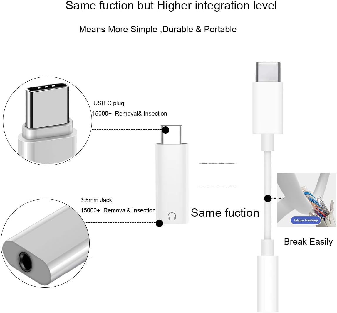 2PACK USB C to 3.5mm Audio Adapter, Type C to Headphone Jack Dongle