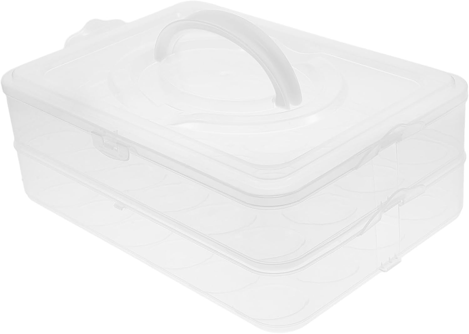 BESTOYARD 2Layer Stackable Egg Carrier with Lid Portable Egg Storage Box for Eggs Convenient Handle for Travel Space Saving Design for Kitchen and Parties Egg Container