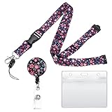 Contenu de l'emballage : vous recevrez 1 cordon tour de cou, petit motif de fleur, avec porte-carte d'identité, et bobine de badge rétractable. Le cordon avec porte-carte est léger et facile à transporter, peut être placé dans une poche ou un sac.