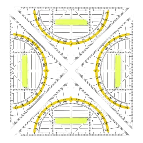 EYVRPAU 4 Uds Escuadra y Cartabón Set con Mango, Pequeño Flexible, 2 Funciones Regla Triángulo Geométrico para Estudiantes Dibujo Técnico de Plástico (14cm)