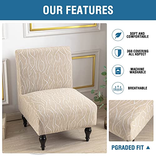 Image of Eco-Ancheng Armless Chair Slipcover Removable Armless Accent Chairs Covers Washable Armless Slipper Chair Slipcover Printed Armless Chair Furniture Protector Covers for Living Dining Room Hotel