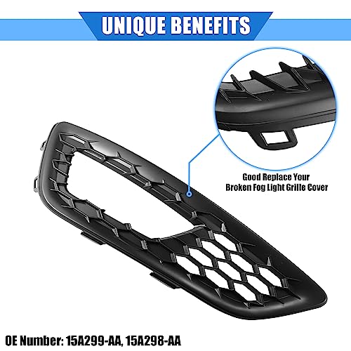 Image of 1 Pair Car Front Bumper Fog Light Mesh Grille Cover Compatible for Ford Focus 2015-2017, Durable ABS Black Left Right Fog Lamp Grille Bezel Insert