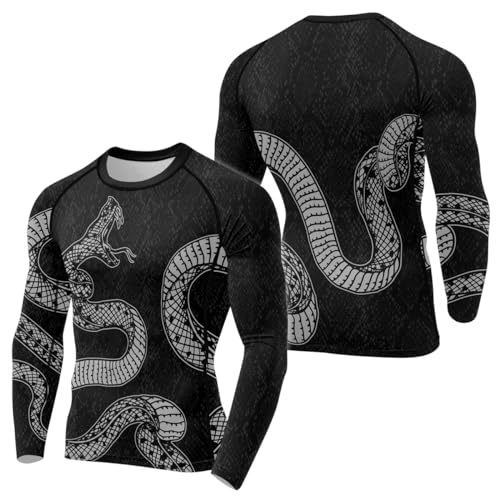 Snake Rash Guard Long Sleeve Compression Shirt Men's Baselayer Fight Wear Jiu Jitsu MMA BJJ Muay Thai