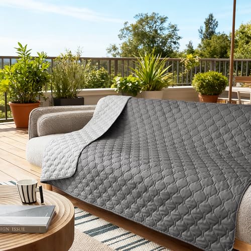 Image of gogobunny 100% Double-Sided Waterproof Dog Bed Cover Pet Blanket Sofa Couch Furniture Protector for Puppy Large Dog Cat, Reversible (82x120 Inch (Pack of 1), Dark Grey /Light Grey)