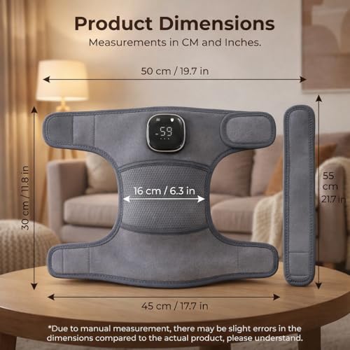 Portable Cordless Heated Knee Massager with Vibration for Pain Relief, Gray — view 5