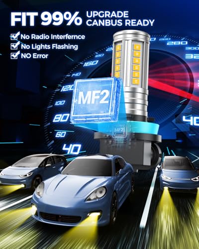 Image of Marsauto H8 H11 Yellow Led Fog Light Bulb, 10000LM H16 H11 Led Bulb Yellow Fog Lights, 360 Illumination 600% Brightness Strong Penetration, Upgraded 60 Pcs CSP Chips H9 H8 Fog Light Bulb Pack of 2