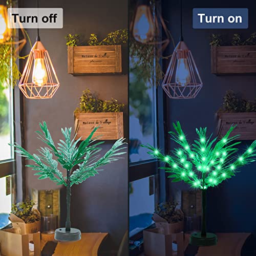 Luau Party Decorations Palm Tree With Lights, Lighted Palm Tree For Table Decor 21In Artificial Light Up Palm Tree Green Table Centerpieces For Tropical Hawaiian Party Tiki Bar Home Summer Decor #TOP2