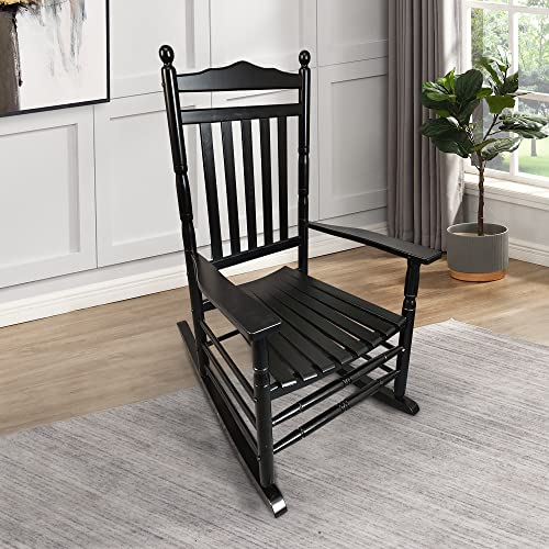 LIFE SKY Adult Rocking Chair for Balcony Porch: Solid Hardwood Rocker with Wide Seat & Armrest - Comfortable Nursery Chair for Postpartum Mothers & Baby Care Relaxation