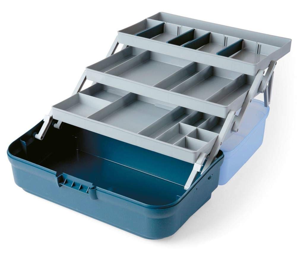 Valigetta Pesca 6 Ripiani - 22 Scomparti Con Manico Ergonomico, Bianco E Blu - Foto 6